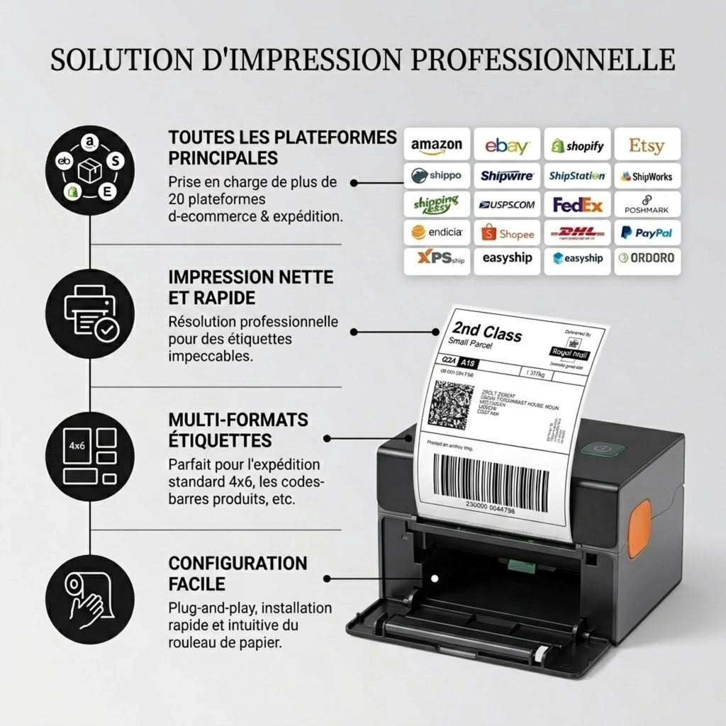 Imprimante Thermique Étiquette- Bluetooth & Sans Encre